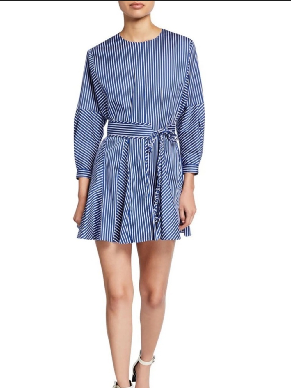 10 Crosby Derek Lam striped blue and white belted dress